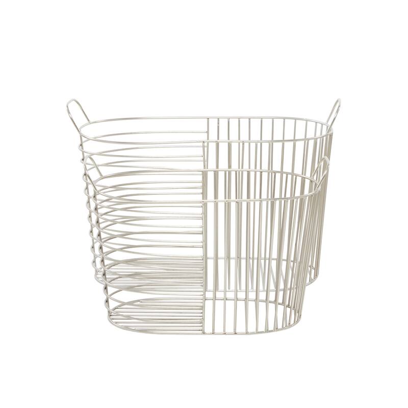 CosmoLiving by Cosmopolitan Modern Metal Storage Basket with Handles (Set of 2) - Gold, Silver, Dark Gray