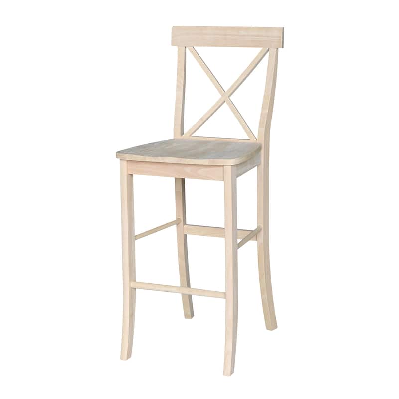 International Concepts Solid Wood X-Back Stool - Unfinished - Bar Height