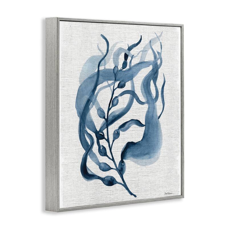 Stupell Fluid Blue Herb Leaf Framed Giclee Art Design By Carol Robinson