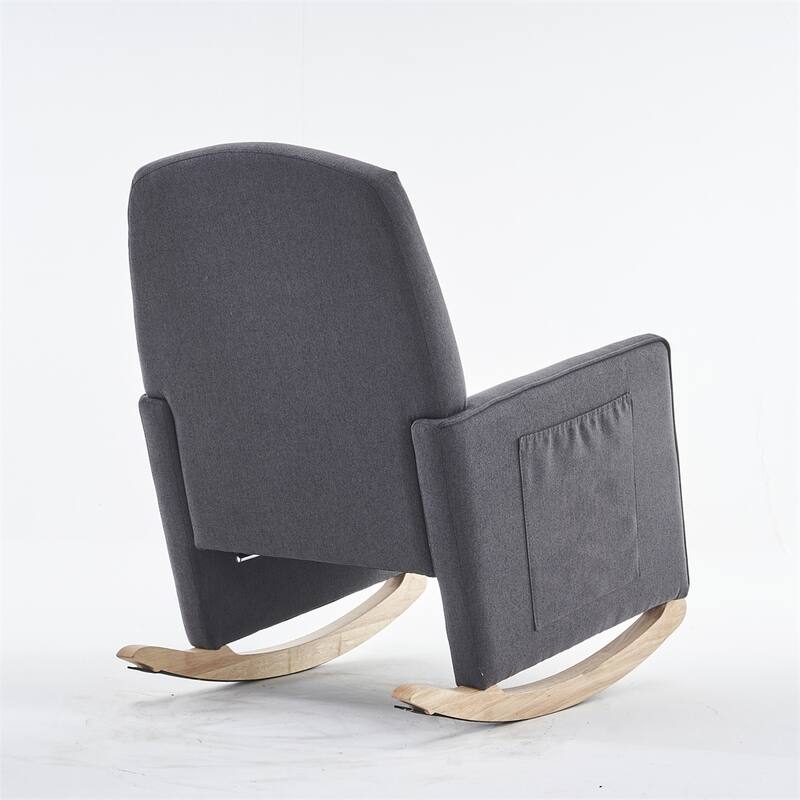 Cotton Linen Fabric Rocking Chair With Adjustable Footrest