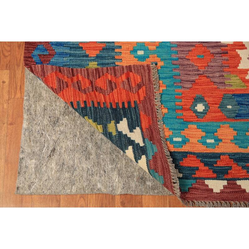 Geometric Kilim Oriental Large Rug Flatweave Wool Carpet - 10'5"x 16'2"