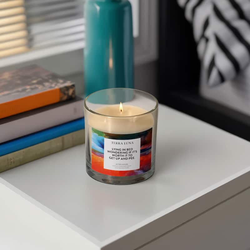 Sagebrook Home 4" 12 Oz Cedarwood Candle with Funny Quote - 4" x 4" x 4" - Watercolor Orange - 4" x 4" x 4"