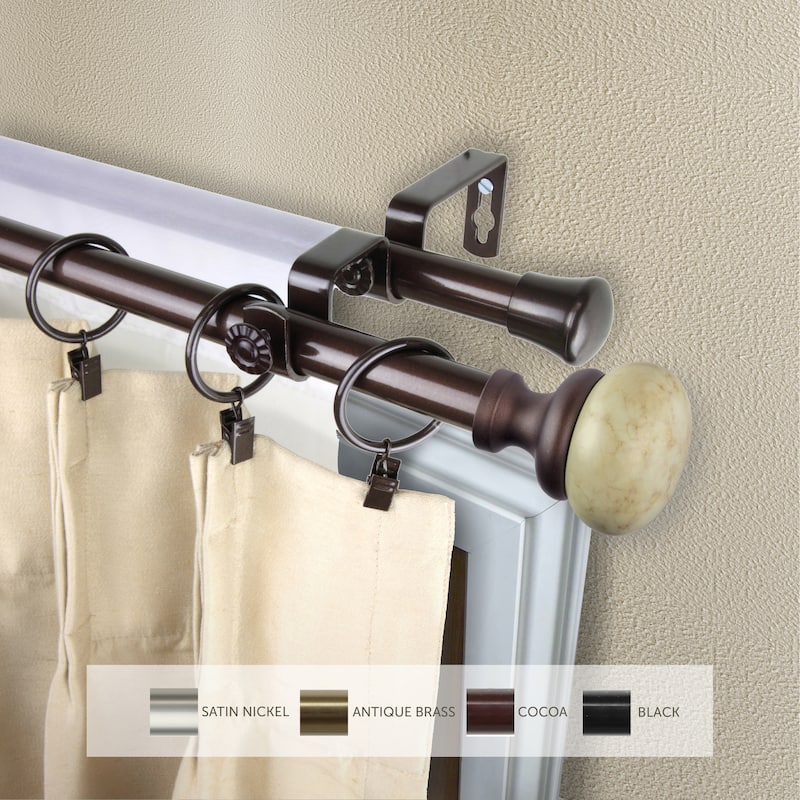 InStyleDesign Alf Adjustable Double Curtain Rod 13/16 inch dia. - 66 to 120 inches - Cocoa