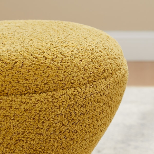 VANOMi Djembe Boucle Upholstered Ottoman, Pouf, Vanity Stool for