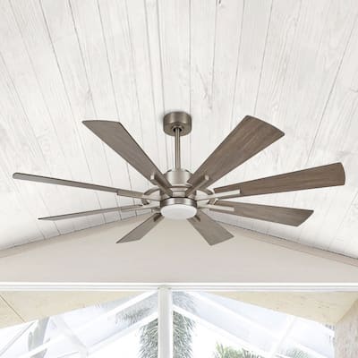 60" Farmhouse 8-Blade Large Windmill Ceiling Fan with Light and Remote
