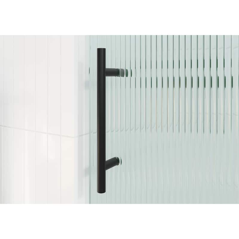 Galaxy 60 in. x 60 in. Fully Frameless Fluted Glass Sliding Bathtub Doors - Righthand