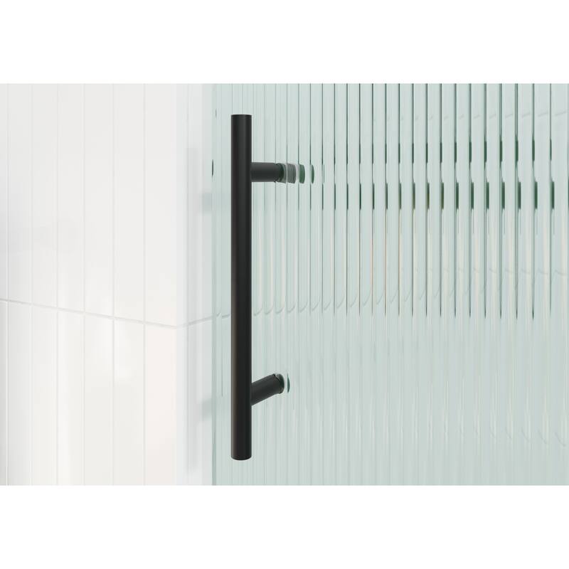 Galaxy 60 in. x 78 in. Fully Frameless Fluted Glass Sliding Shower Doors - Righthand