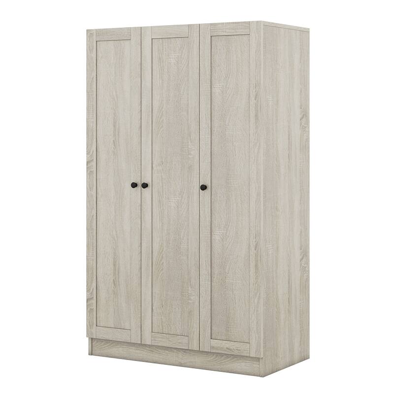 3-Door Wooden Shutter Wardrobe with Shelves