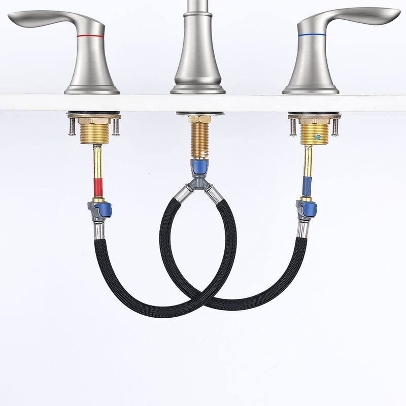 2-Handle Bathroom Sink Faucet 3 Hole 360° Swivel Spout Vanity Sink with Pop Up Drain Assembly and cUPC Water Supply Hoses