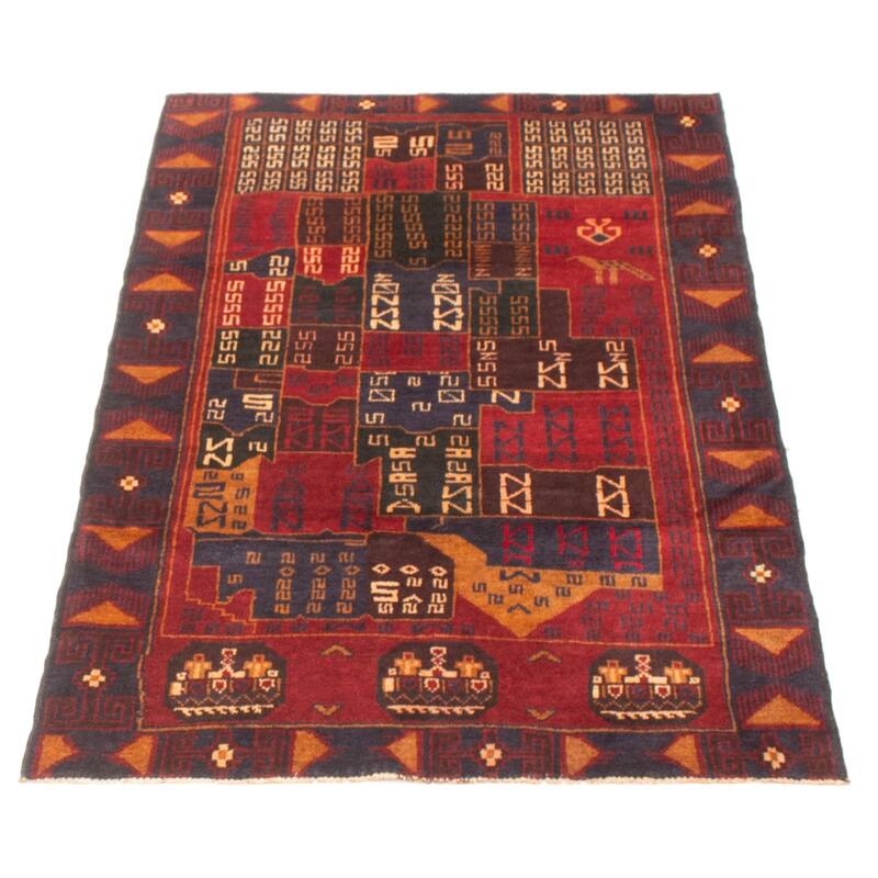 ECARPETGALLERY Hand-knotted Teimani Red Wool Rug - 3'10 x 6'2