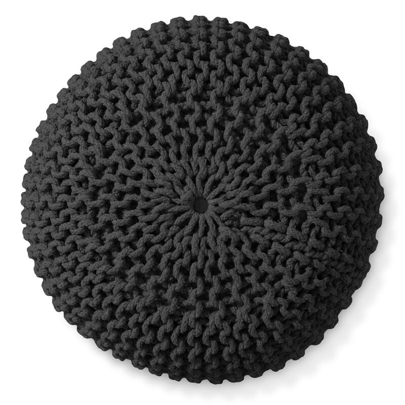 Cotton Pouf Ottomans Knit Foot Stool Pouffes for Living Room