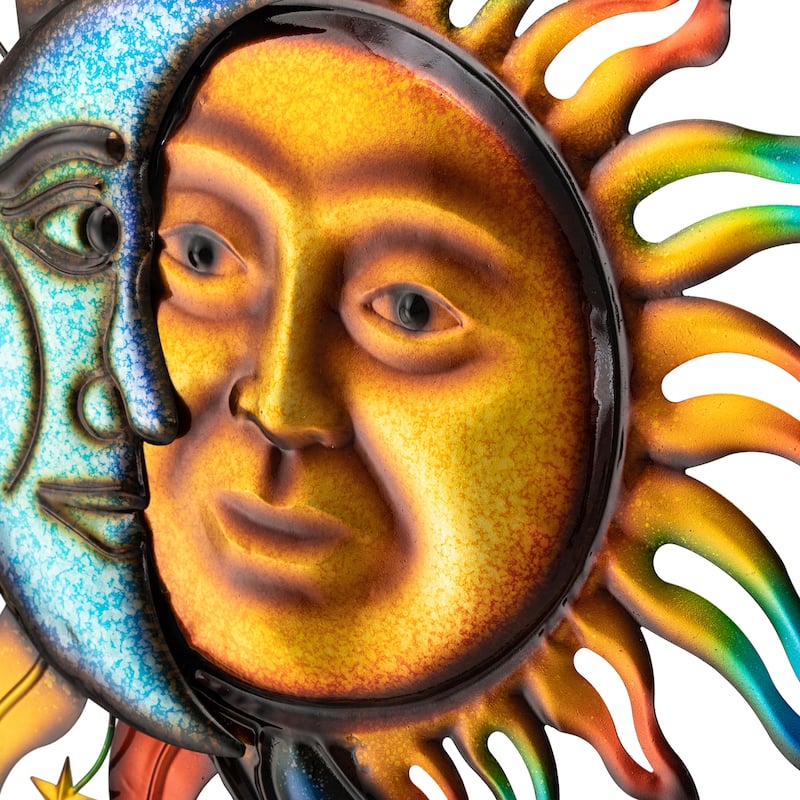 Glitzhome 33.5"L Metal Sun and Moon Wall Décor