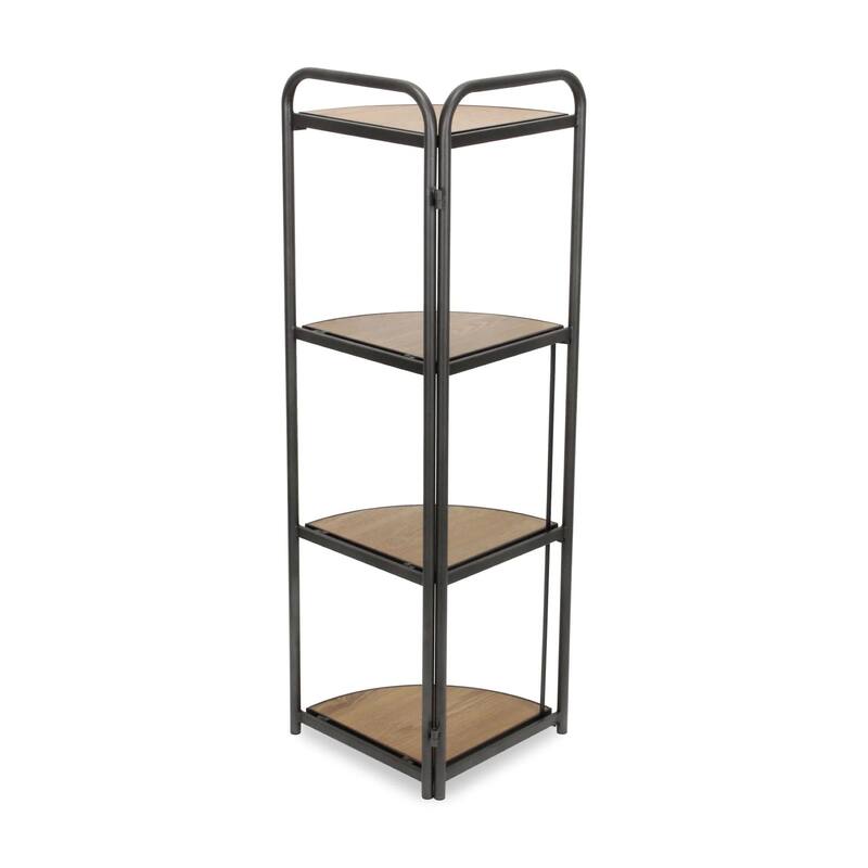 Handmade Four Tier Foldable Corner Shelf - 46.5" - Brown and Gray