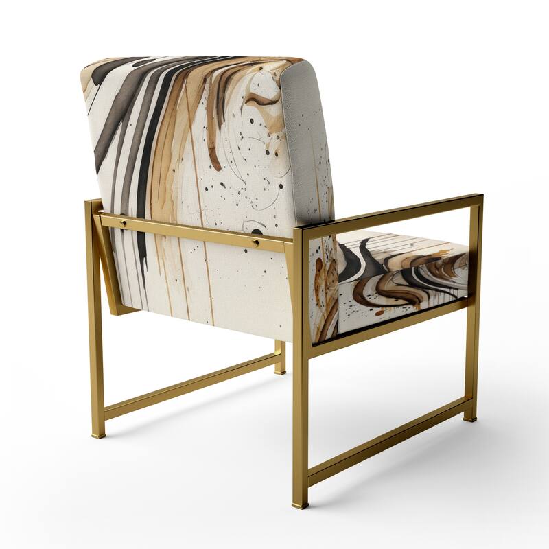Designart "Brown And Black Movement I" Upholstered Modern & Contemporary Accent Chair and Modern & Contemporary Arm Chair