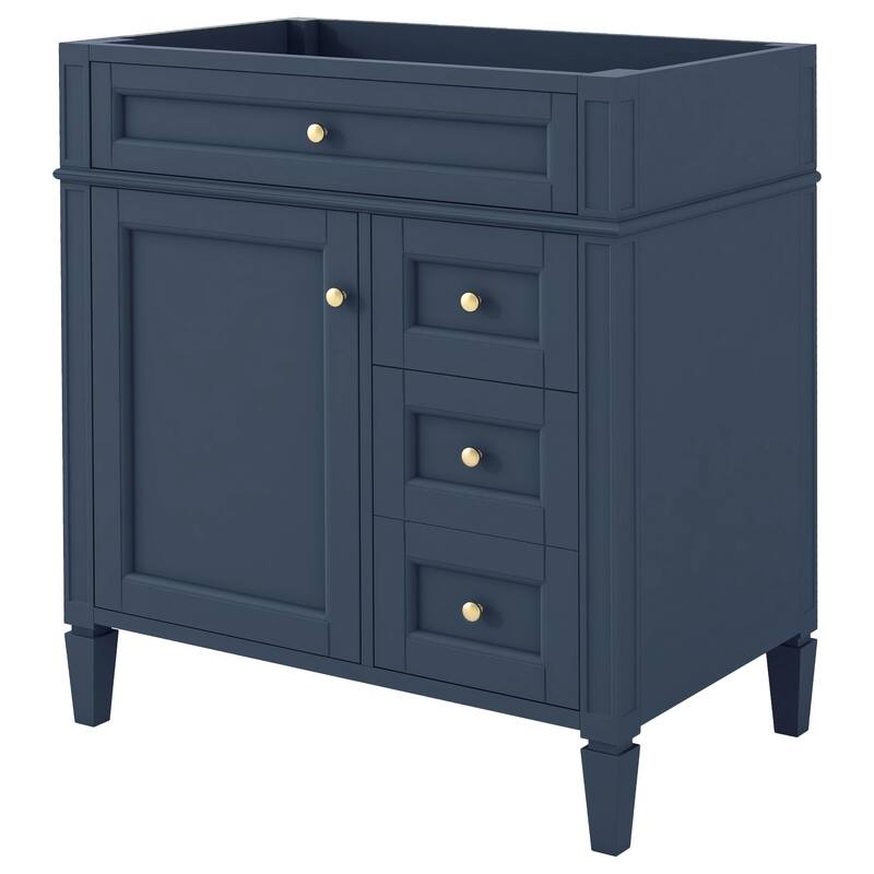 Roomfitters 30" Vanity Base Only, Modern Bathroom Cabinet with 2 Drawers and Tip-out Tray, Basin Not Included
