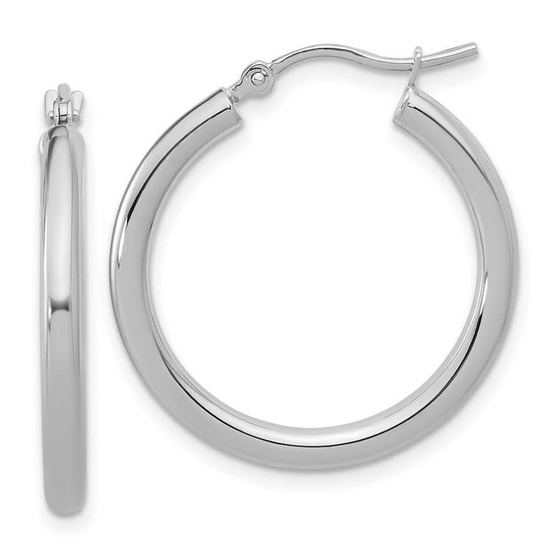 Curata 14k White Gold Polished Lightweight Tube Hoop Earrings - 25x26mm