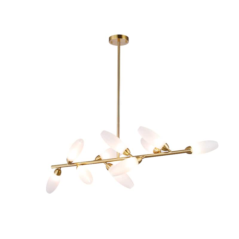 10-Light Jewelry Gold Ring Finish Linear Pendant Lamp Gem Chandelier