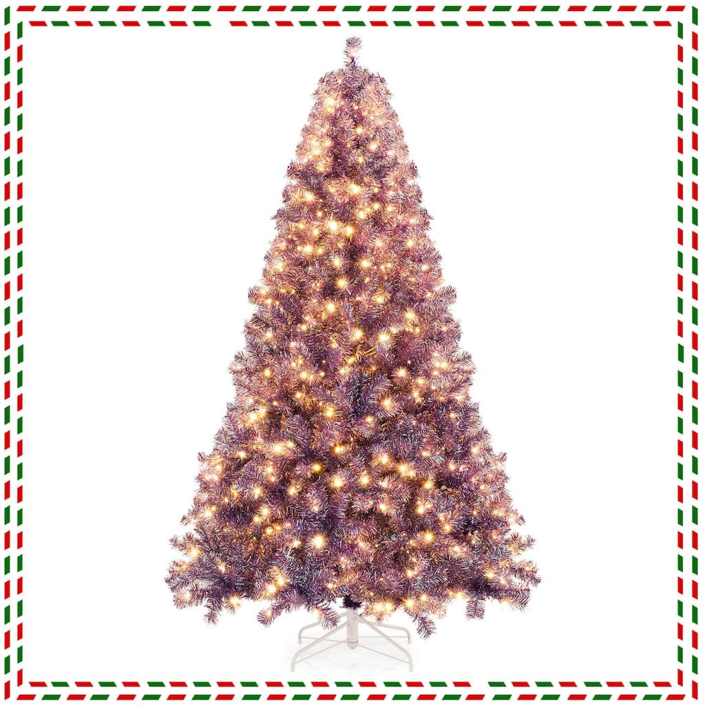 Costway 6.5 FT/7.5 FT Artificial Xmas Tree with 250/550 White LED - See Details