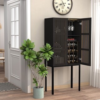Modern Wine Bar Cabinet,Tall Legs Liquor with Removable Racks - Bed ...