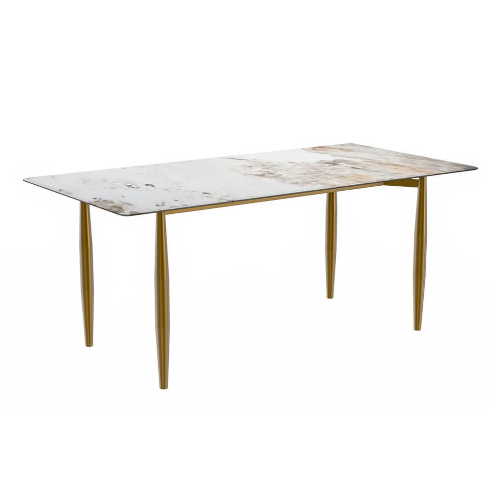 Zinti Rectangular Dining Table with Sintered Stone/Glass Top and Steel Legs