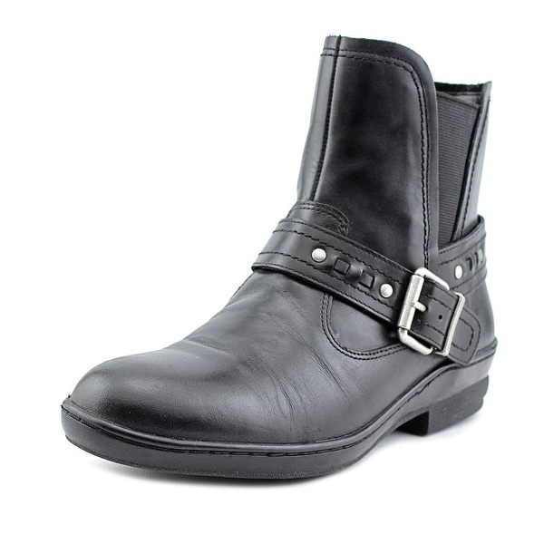 David Tate November Women Round Toe Leather Black Ankle Boot