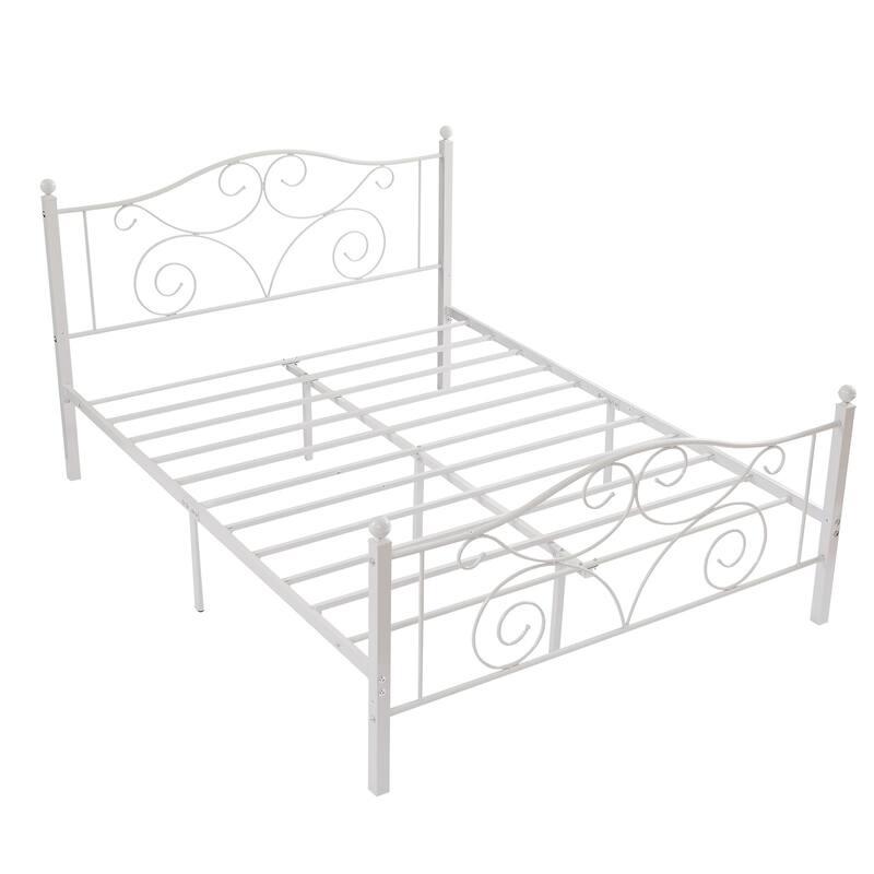 Victorian Style Metal Bed Frames with Headboard,No Box Spring Needed