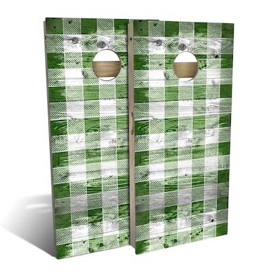 Green Checkered Outdoor Cornhole Board Set