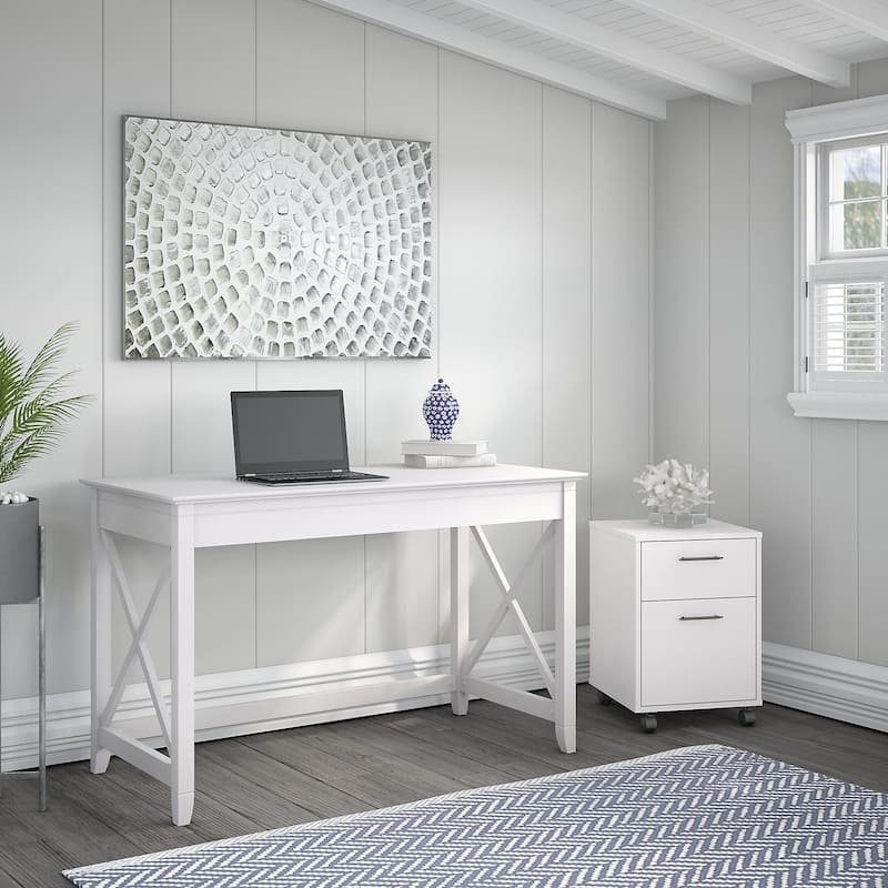 Key West 48W Writing Desk with Mobile File Cabinet by Bush Furniture