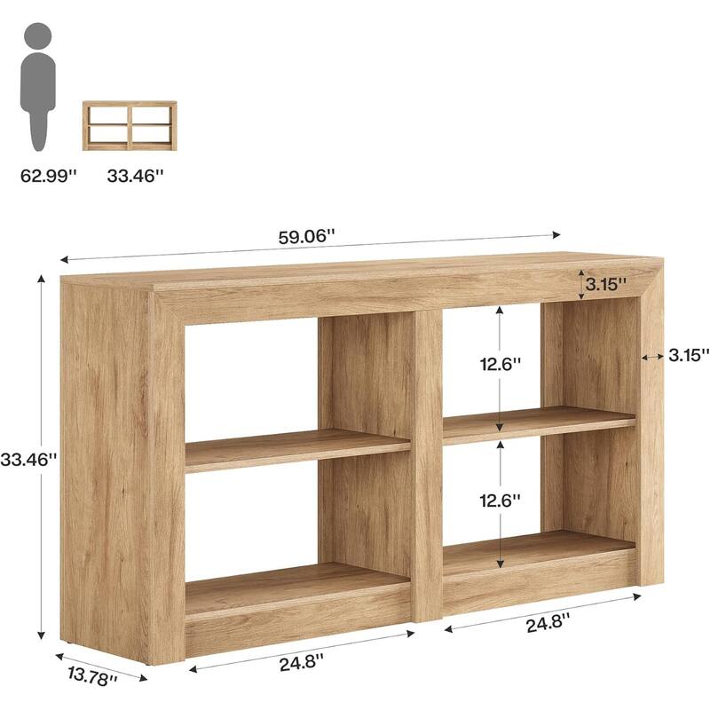 59 Inches Farmhouse Console Table, 3 Tiers wood Entryway Table