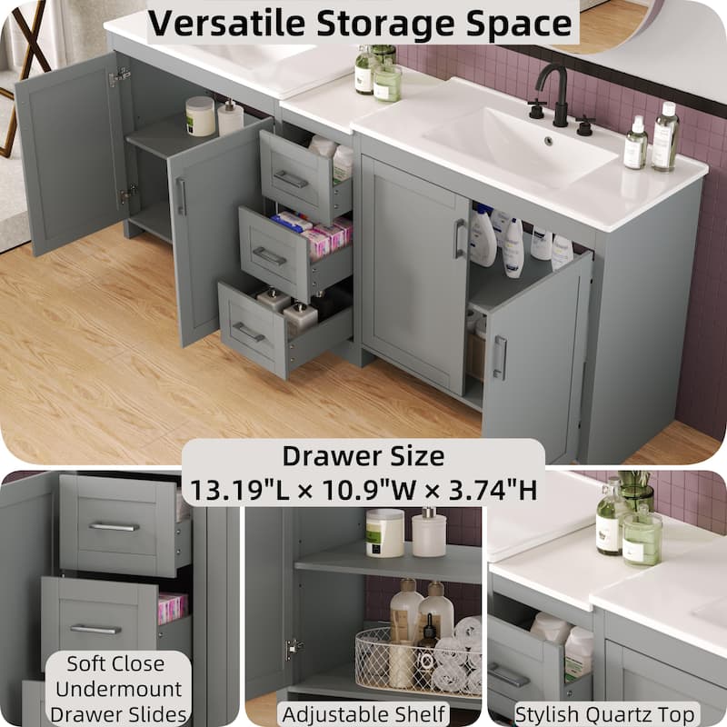 Christopher Knight Home - Vesper Ceramic Dual Sink 84" Vanity