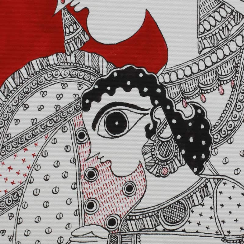 Novica Handmade Mother And Child Madhubani Painting