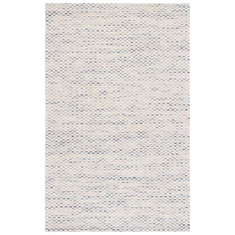 SAFAVIEH Handmade Marbella Andra Wool Rug - 6' Square - White/Navy