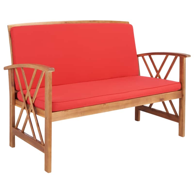 SAFAVIEH Outdoor Fontana 4-piece Acacia Wood Patio Conversation Set