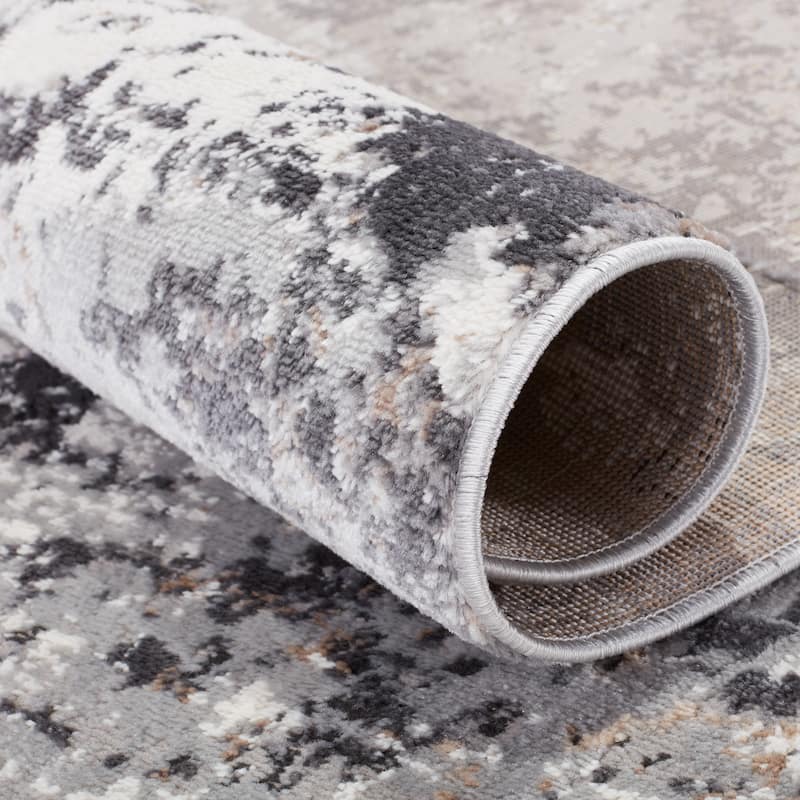 Perrin Abstract Gray/ Tan Area Rug
