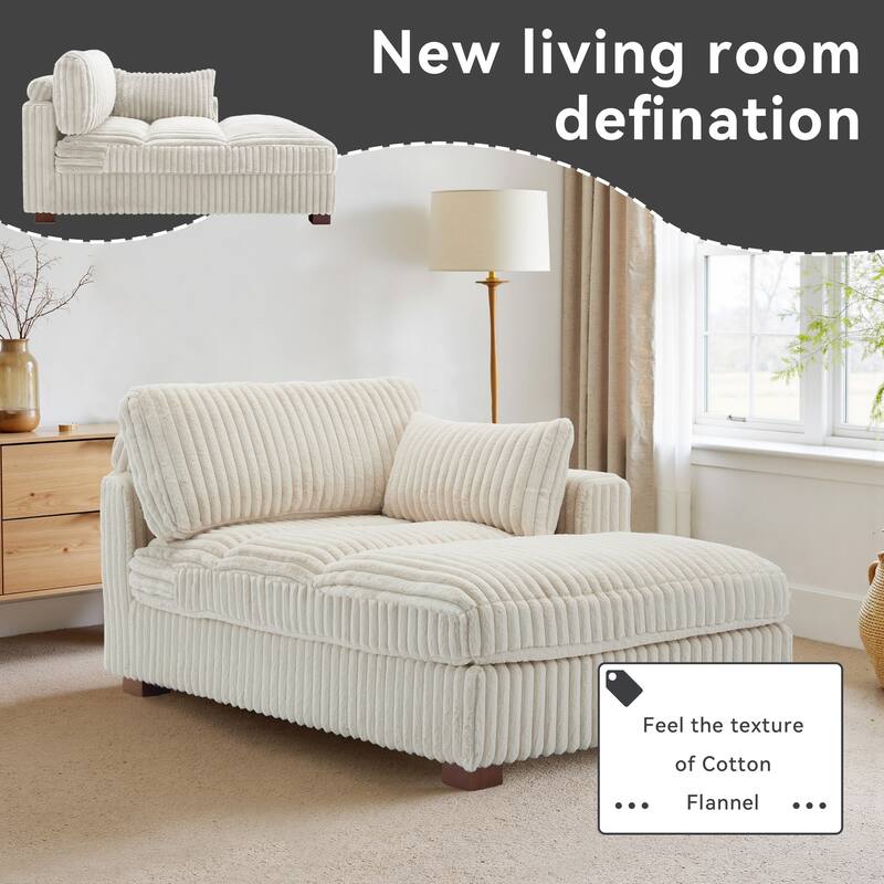 UIXE Upholstered Plush Chaise Lounge Chair For Interior