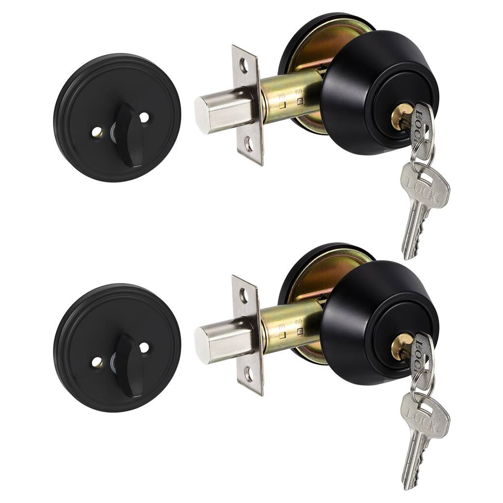 2Pcs Single Cylinder Deadbolts Exterior Door Lock with Different Keys