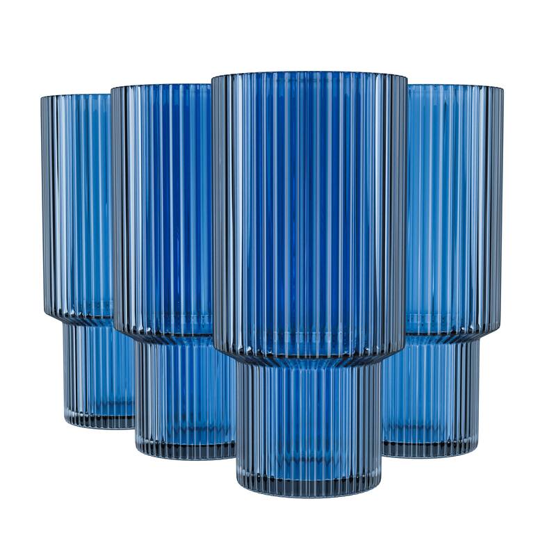 American Atelier Vintage Ribbed Fluted Glasses Set of 4
