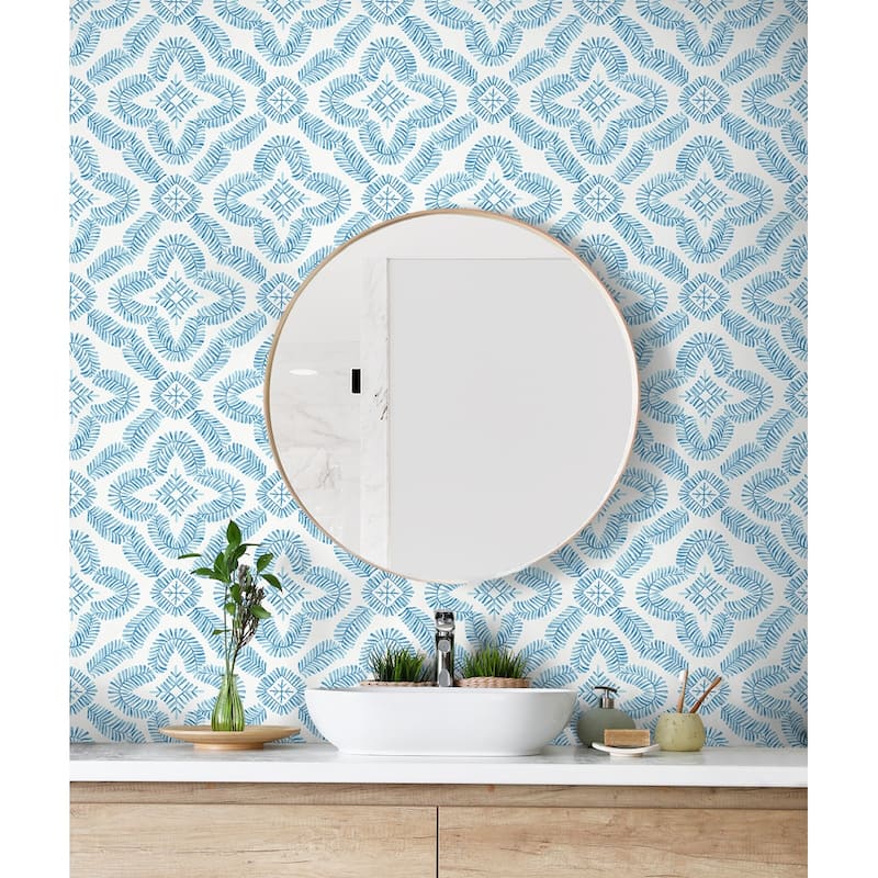 Seabrook Designs Talia Botanical Medallion Unpasted Wallpaper