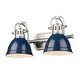 preview thumbnail 1 of 6, Golden Lighting Duncan 2 Light 17" Wide Bathroom Vanity Light Pewter / Navy Blue