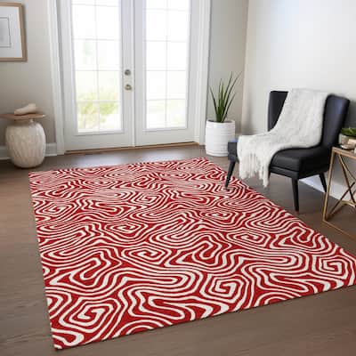 Machine Washable Indoor/ Outdoor Modern Trance Chantille Rug