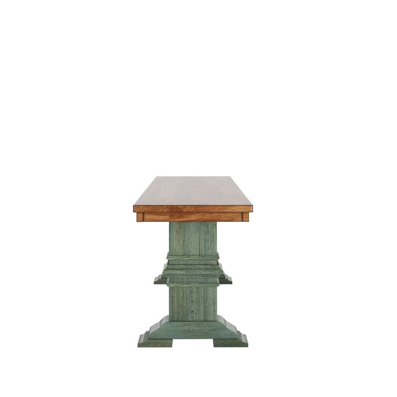 Eleanor Two-Tone Trestle Leg Wood Dining Bench by iNSPIRE Q Classic