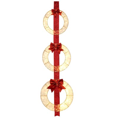 Costway Set of 3 Pre-Lit Wreaths with 450 LED Lights Bows & Hanging - See Details
