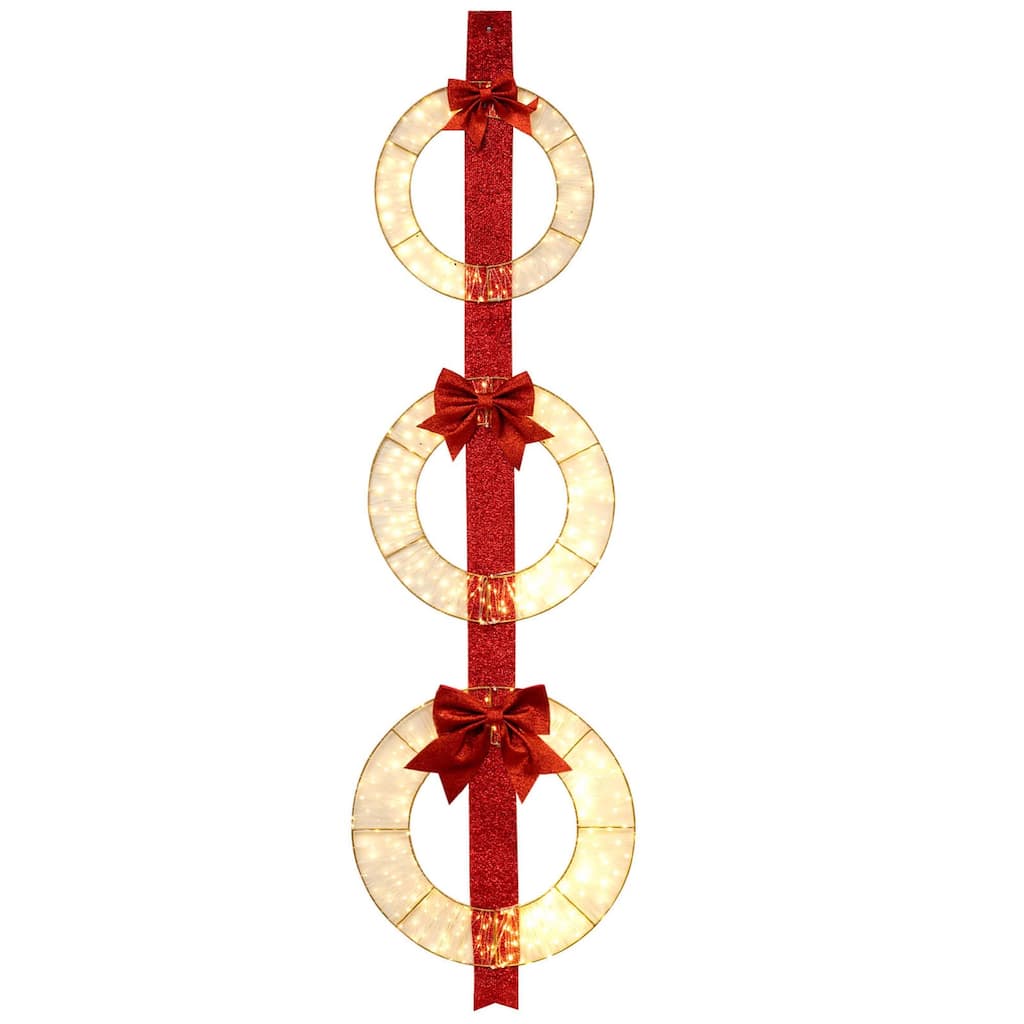 Costway Set of 3 Pre-Lit Wreaths with 450 LED Lights Bows & Hanging - See Details