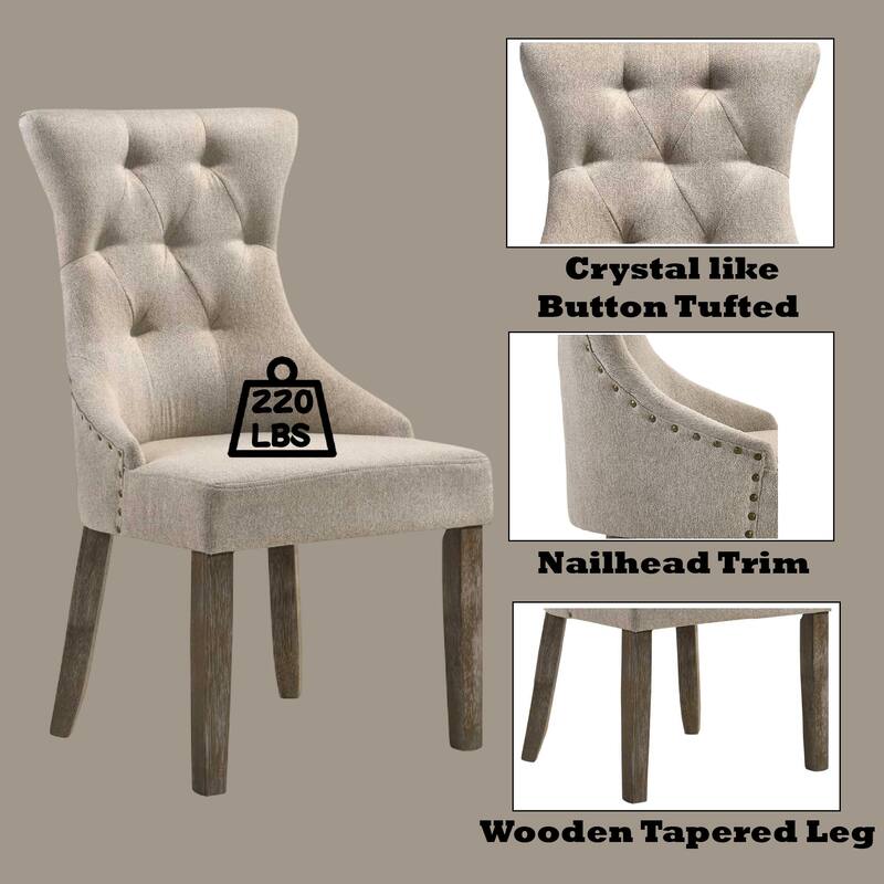 Gabrian Two-tone Beige Fabric & Reclaimed Gray Finish Side Chair (Set of 2)