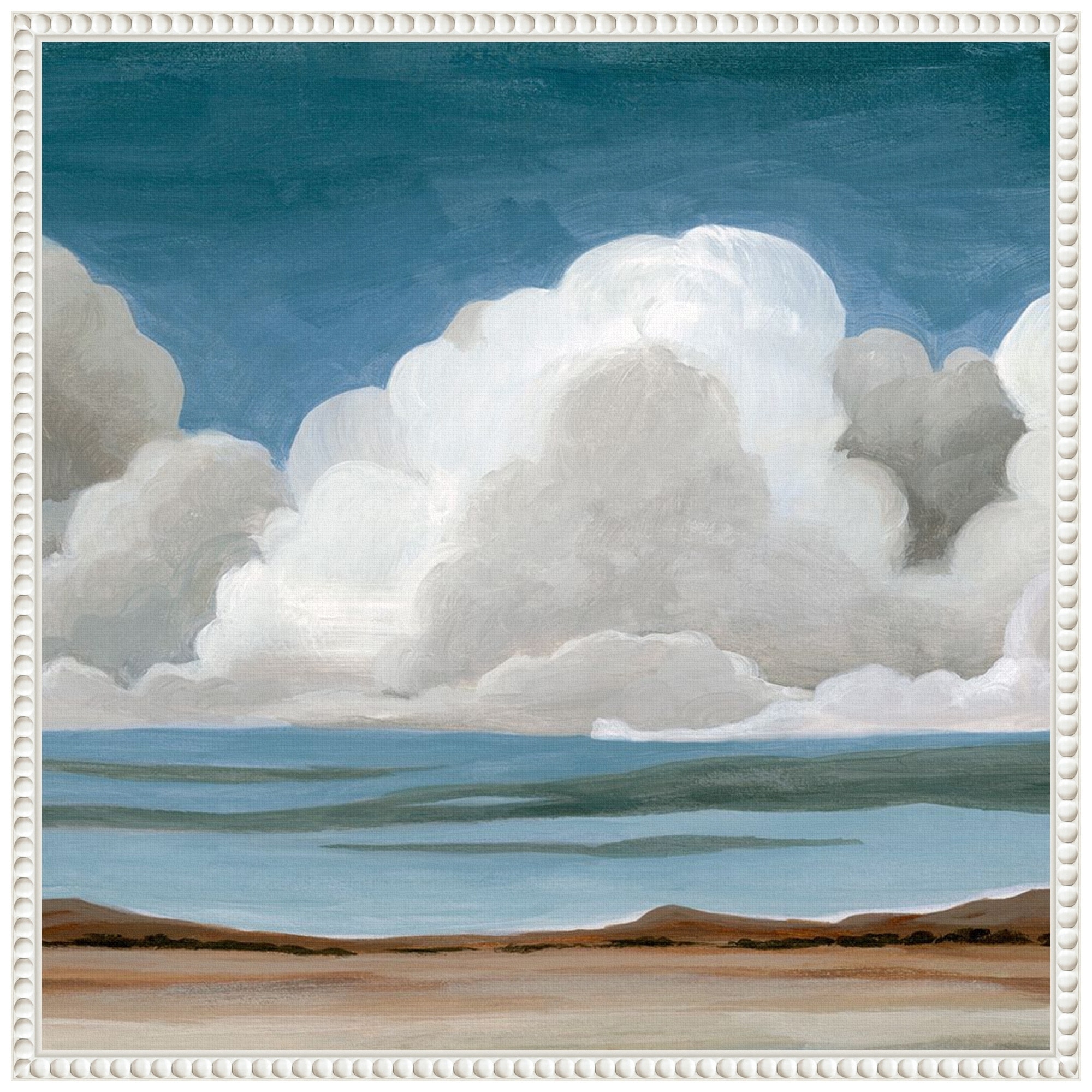 Wide Plains I by Grace Popp Framed Canvas Wall Art - Sylvie Beaded White