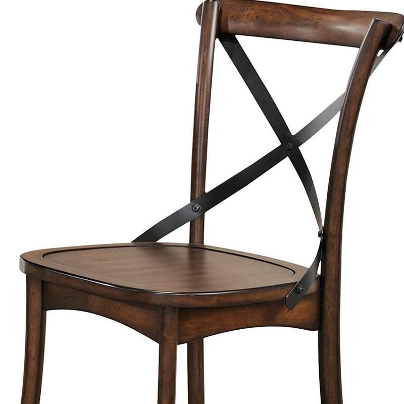 Brown Solid Wood Cross Back Dining Side Chairs and Classic Style Set of 2 - 18” L x 21” W x 35” H