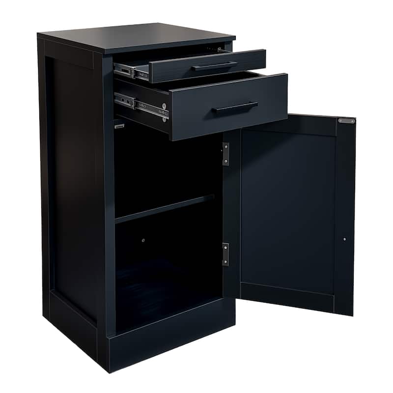 Anmytek Black Bar Cabinet with Drawers and Adjustable Shelf Modern Home Bar Storage