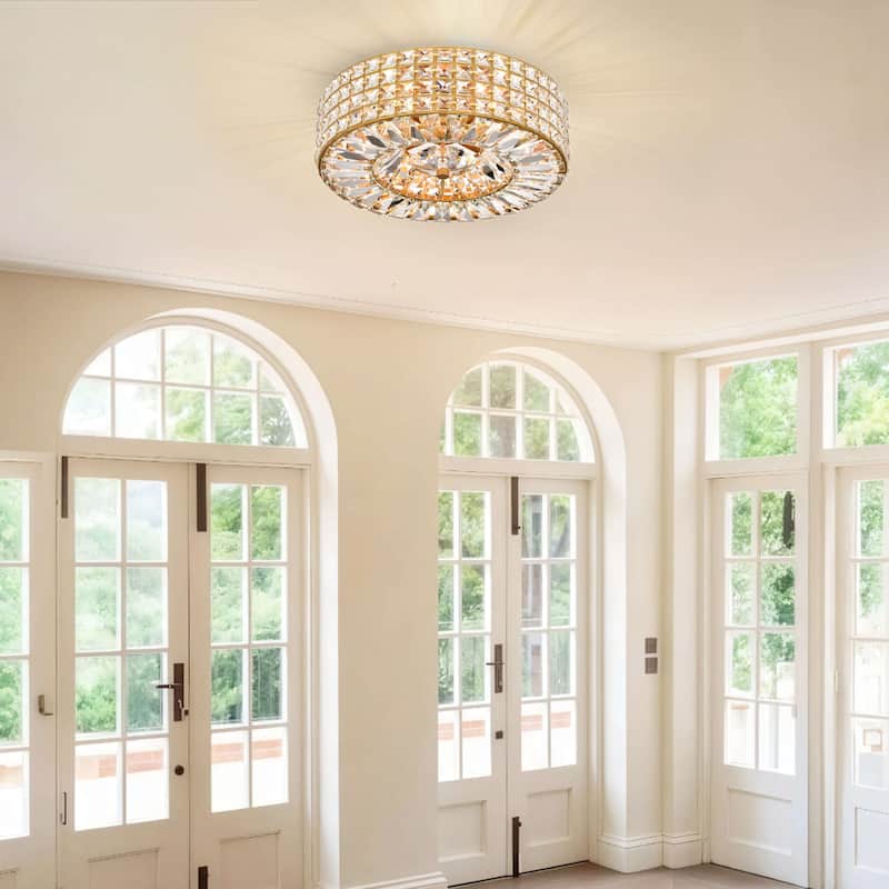 Jolie 4-light Crystal and Prism Round Flush Mount