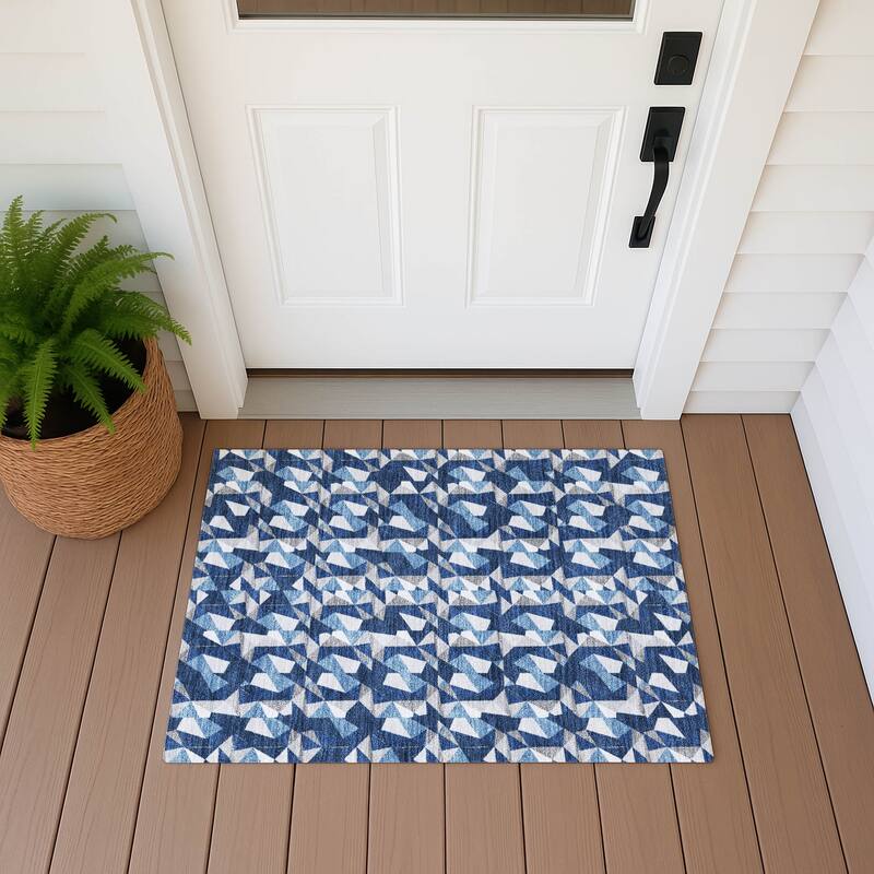 Machine Washable Indoor/ Outdoor Chic Hooper Chantille Rug - Navy - 1'8" x 2'6"