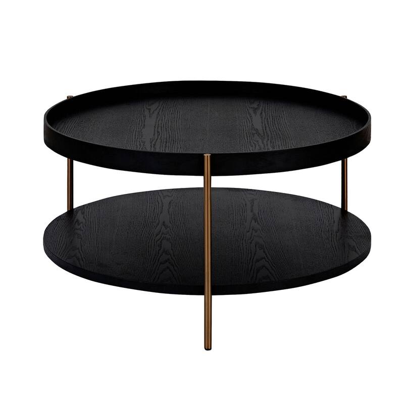 2-Piece 2 tier Round Coffee Table Set,Easy Assembly Nesting End Tables